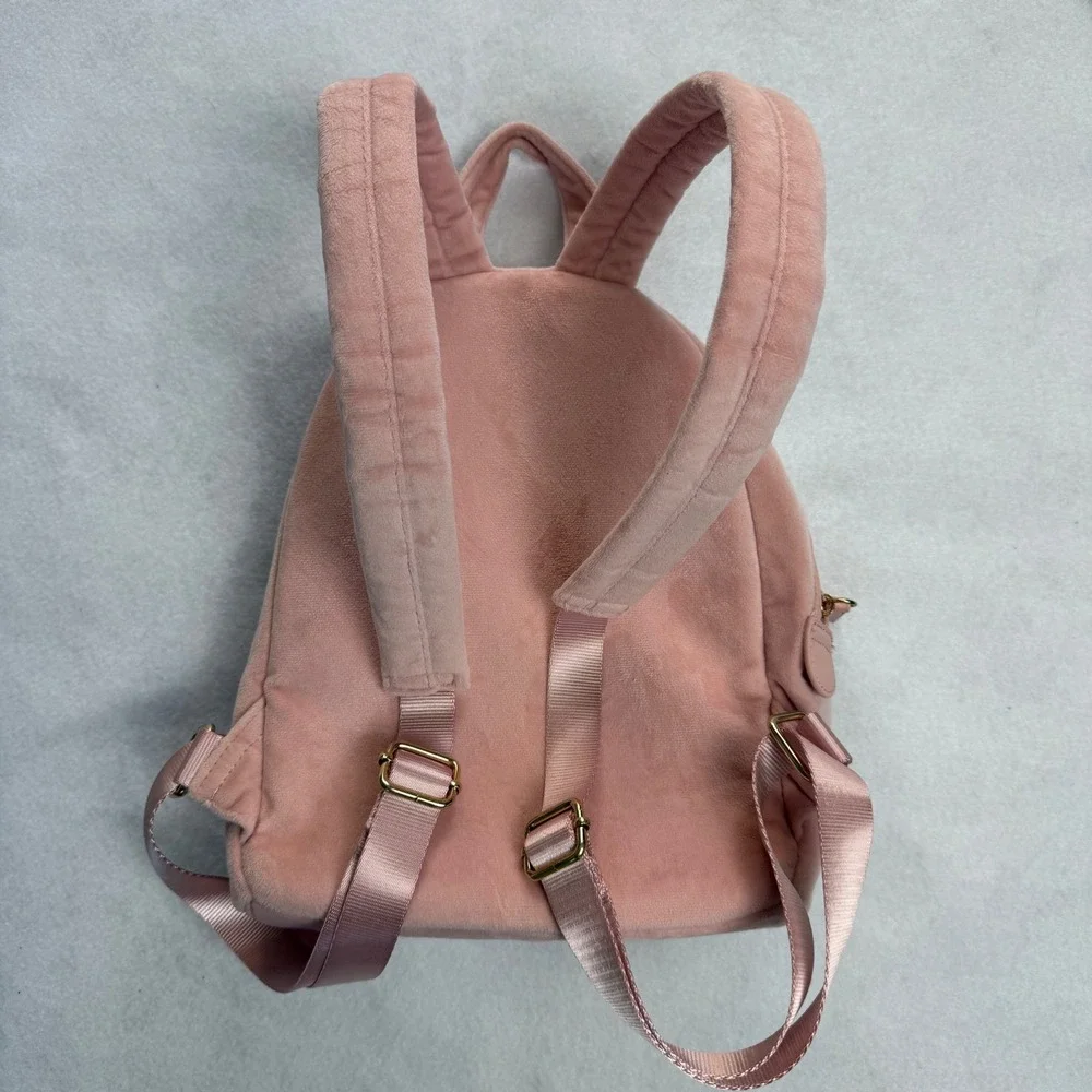Juicy Couture Pink Velour Mini Backpack Rhinestone Logo‎ Adjustable Straps Y2K